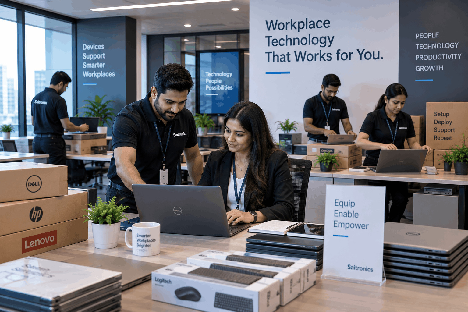 Laptop workstation set up for enterprise use